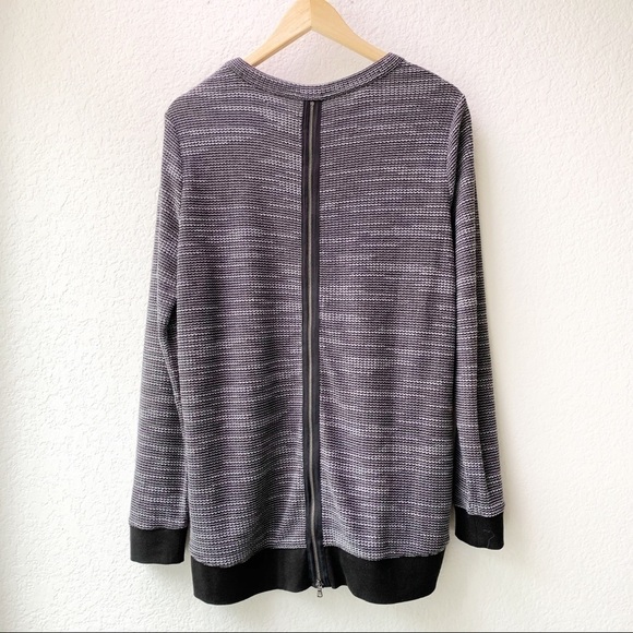 Lou & Grey Gray Black Zipper Back Knit Sweater M - Picture 3 of 8